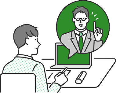 オンラインで指導している女性のイラスト