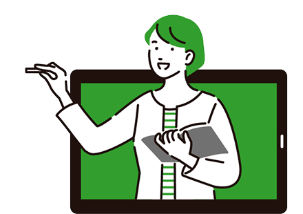 オンラインで指導している女性のイラスト