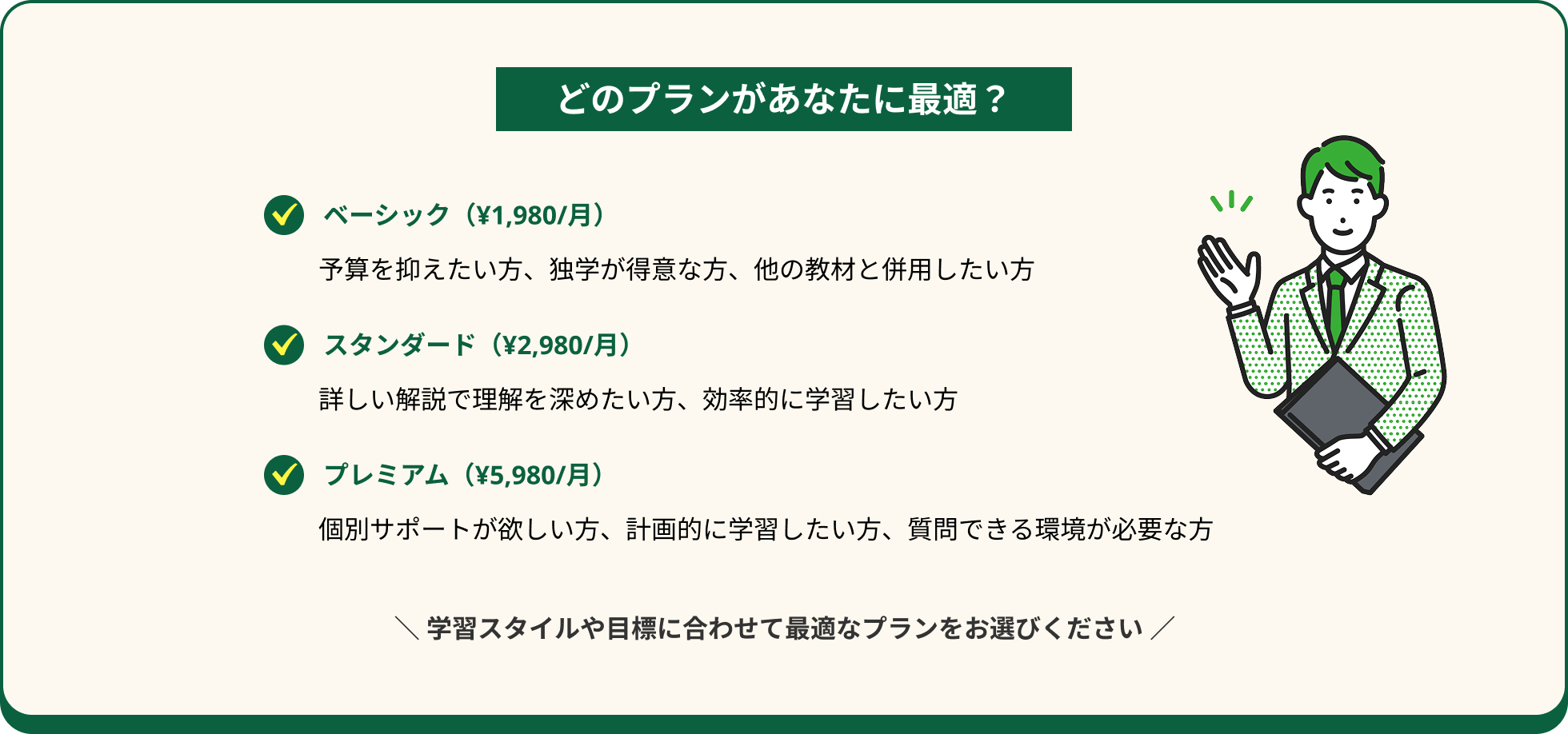 どのプランがあなたに最適？